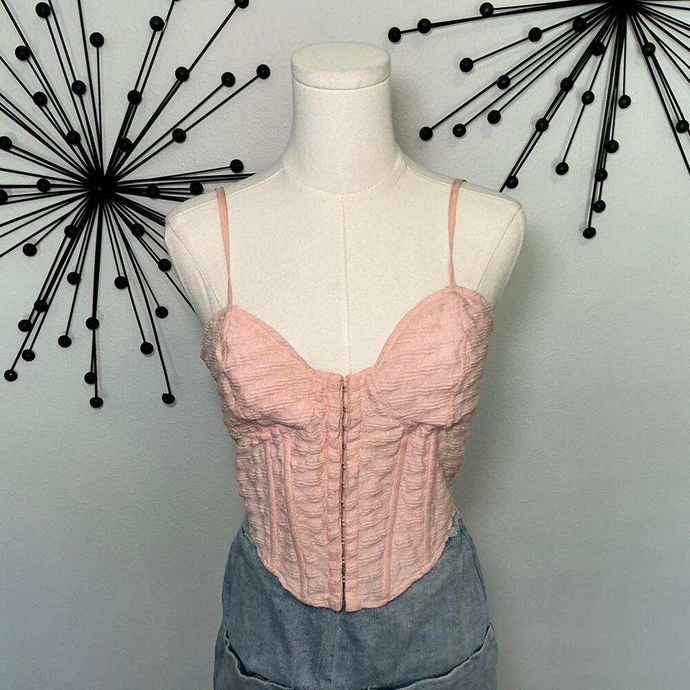 West of Melrose pink corset top ruched bustier Y2K coquette